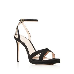 SCHUTZ Womens Black Ava Rose Square Toe Stiletto Leather Heeled Sandal 7 B